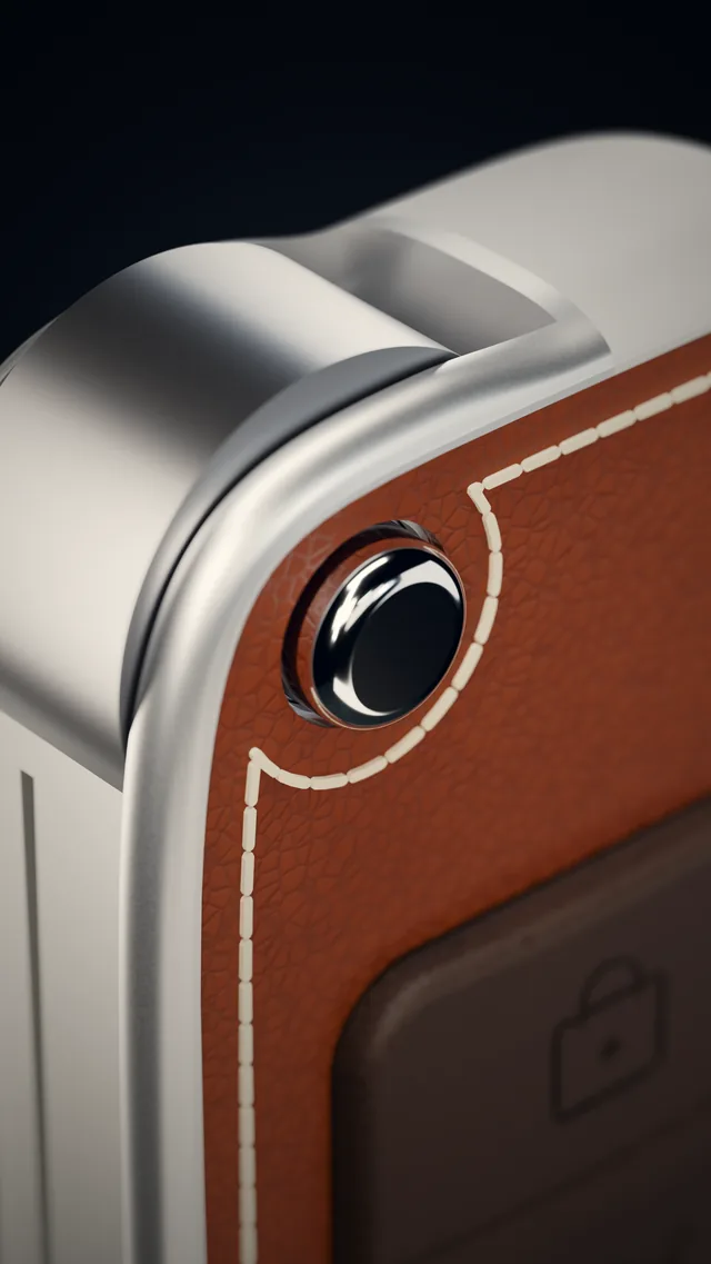 Machined aluminium frame round the release button